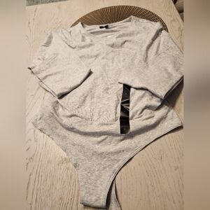 Banana Republic Gray Long Sleeve Bodysuit Large NWT